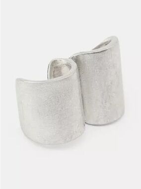 Zara Double Embossed Metal Ring Silver NWT Y2K abstract